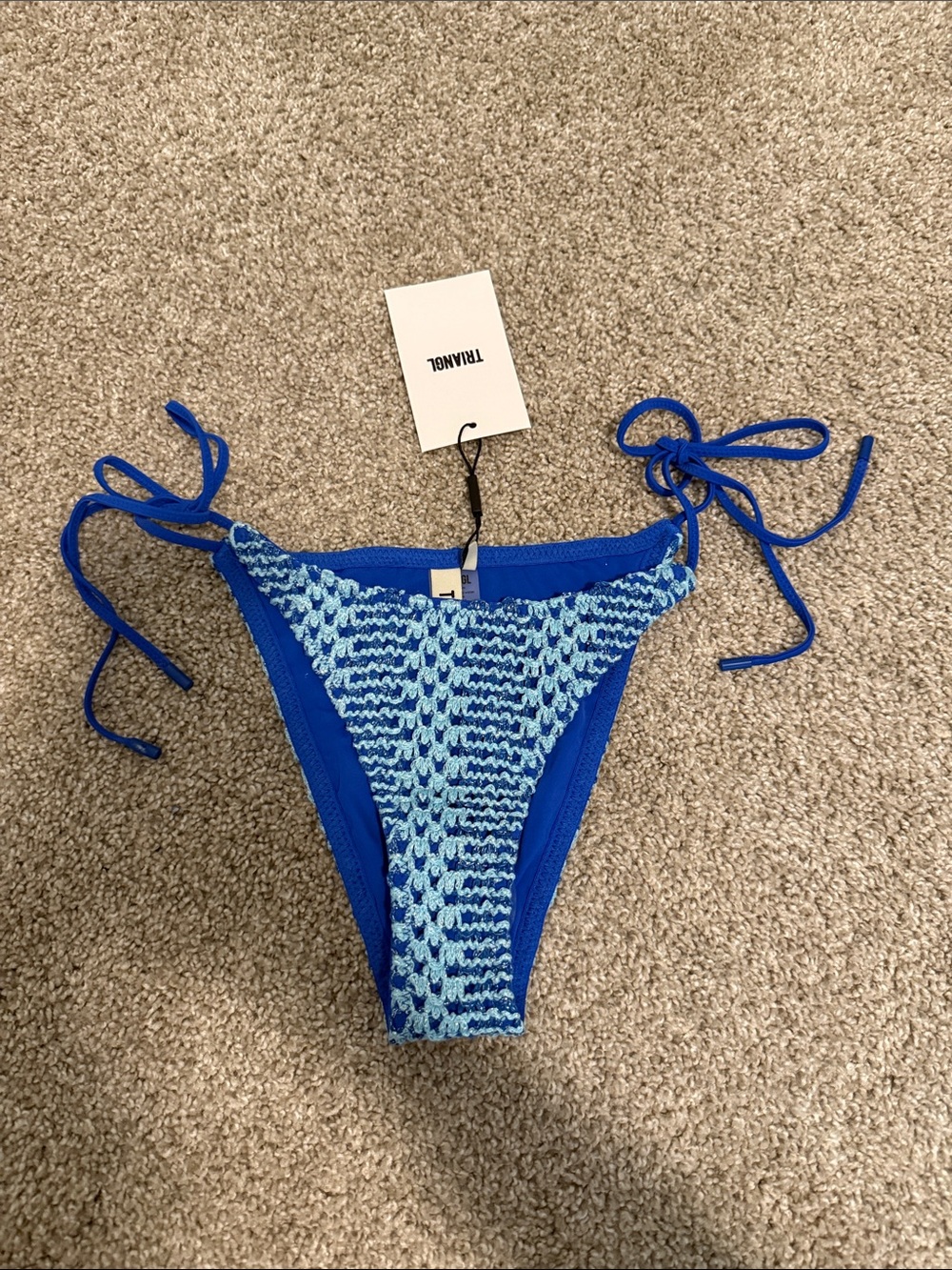 TRIANGL Blue Crochet Tie Bikini Bottom